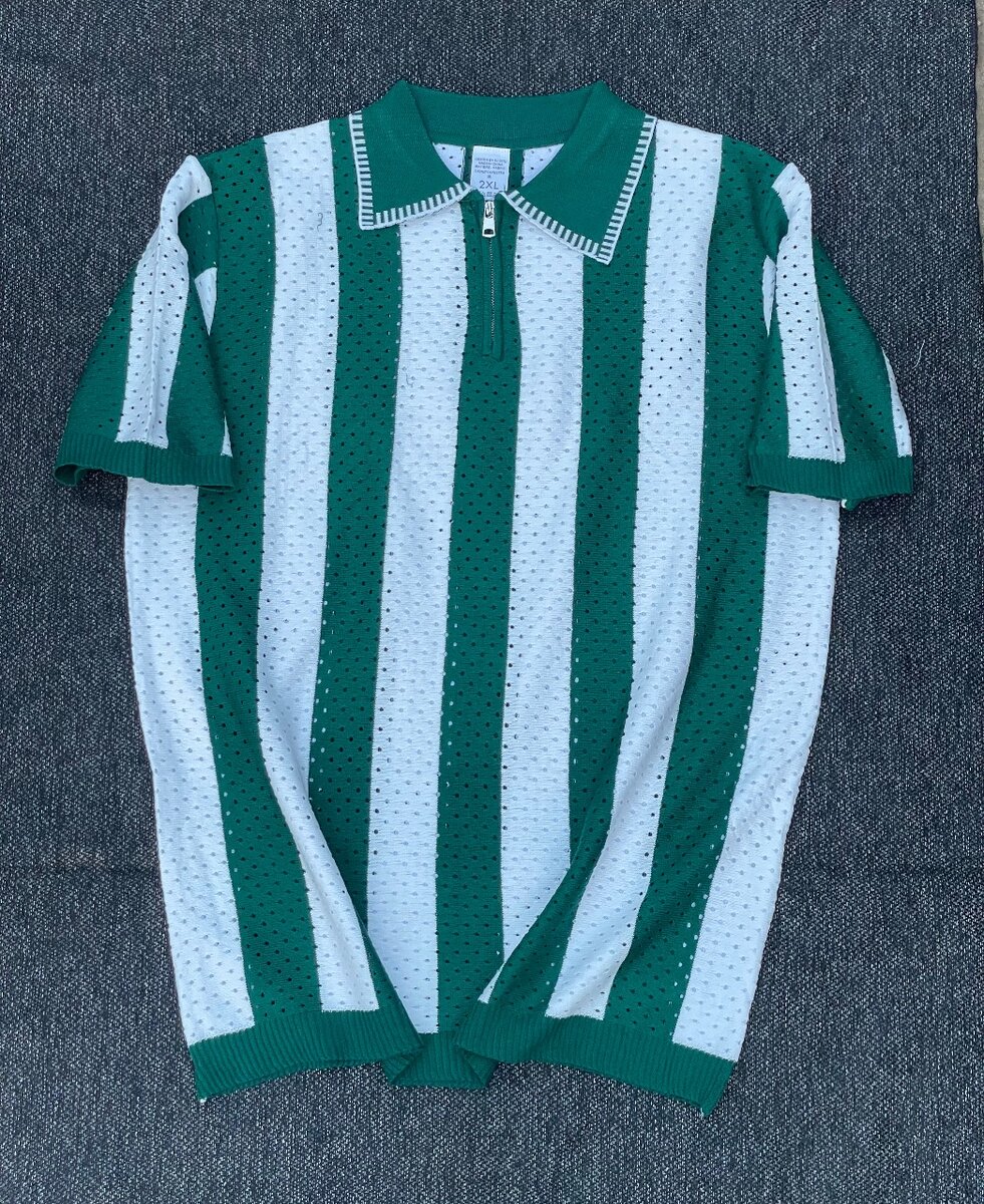 Polo rayé vert et blanc