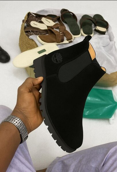 Bottes Chelsea en daim noir