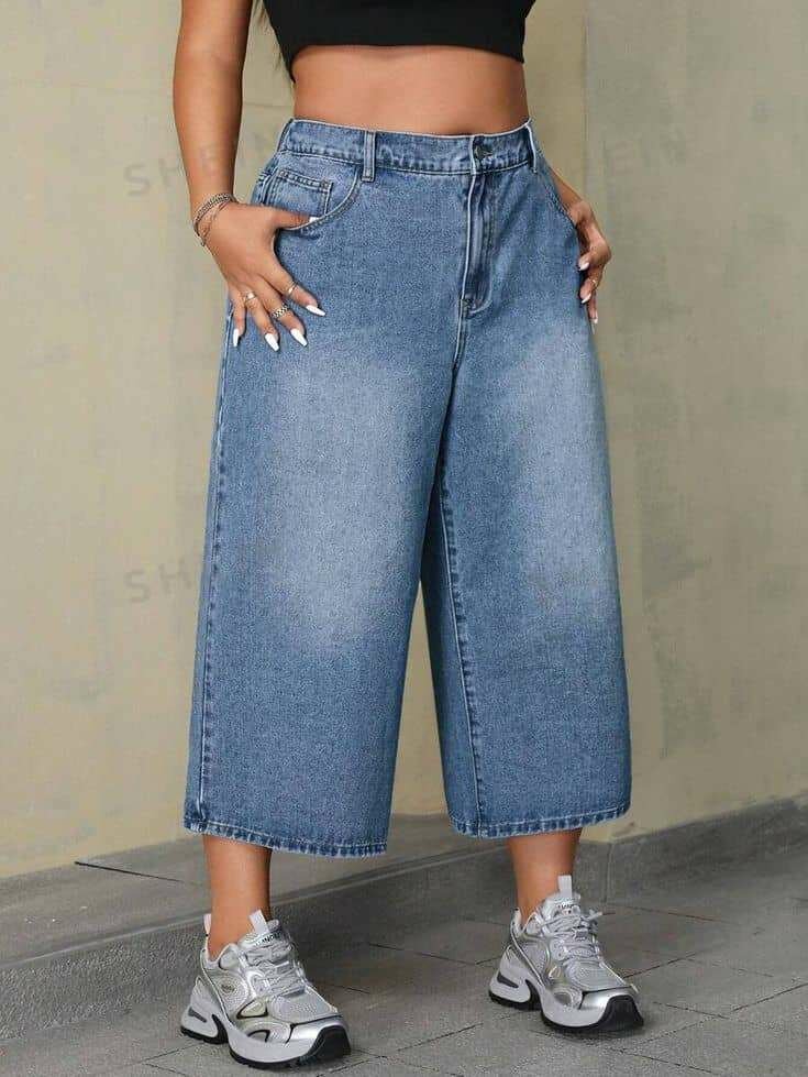 Jean large taille haute femme