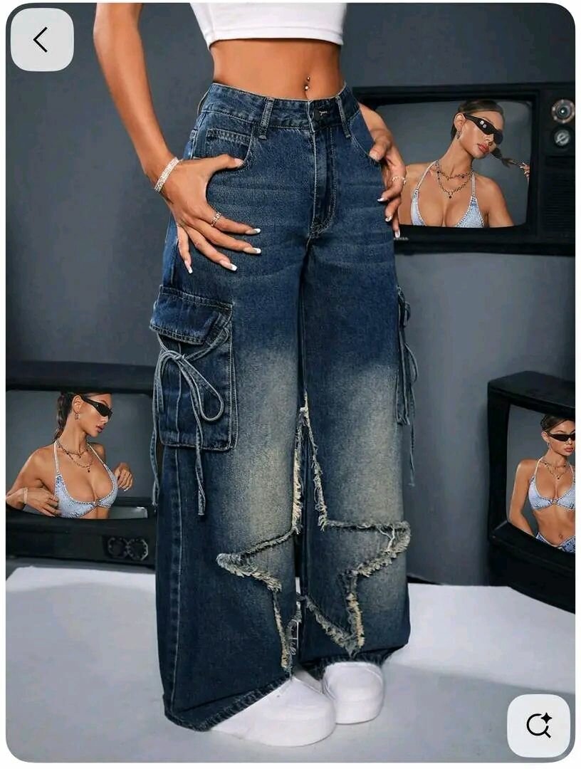 Jean cargo étoilé tendance