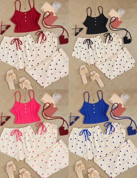 Pyjama d'été à motifs cœur