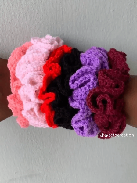 Chouchou en crochet coloré