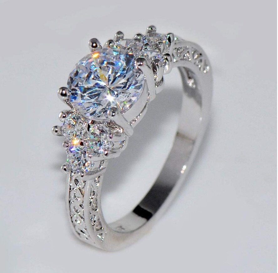 Large Round 8mm AAAAA Cubic Zirconia Diamond Sterling Silver