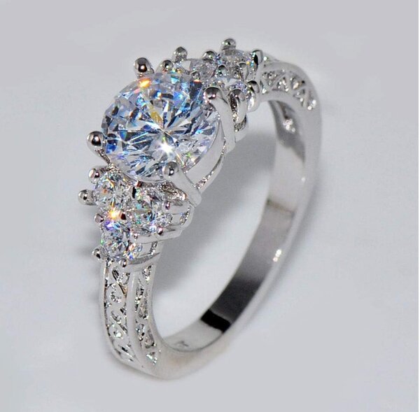 Large Round 8mm AAAAA Cubic Zirconia Diamond Sterling Silver