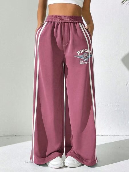 Pantalon large à rayures femme