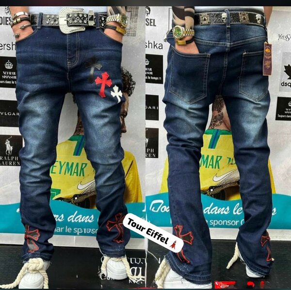 Jeans décontractés homme brodés