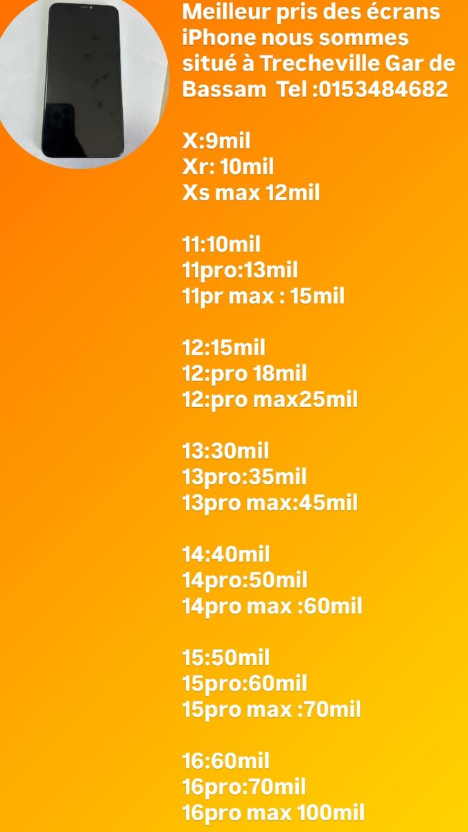 Vente decran iPhone