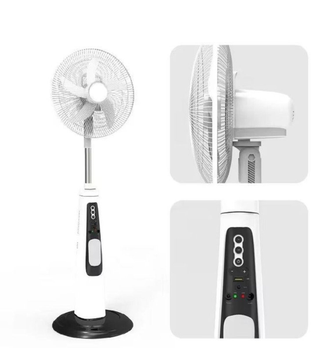 Rechargeable Solar Standing Fan -16 Inch High-Quality 9 Spe.
