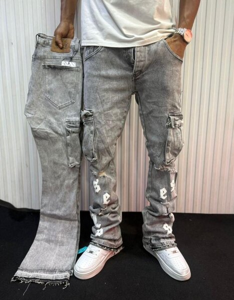 Jean cargo gris tendance