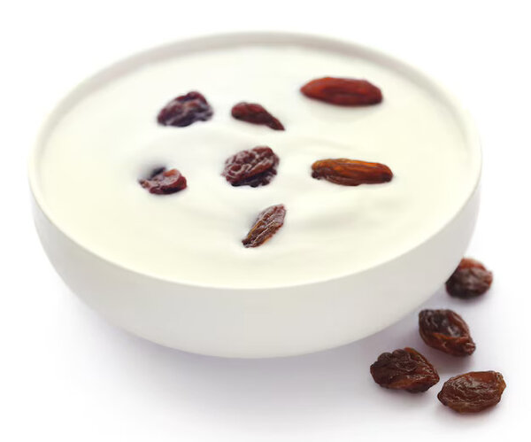 Yaourt crémeux avec raisins
