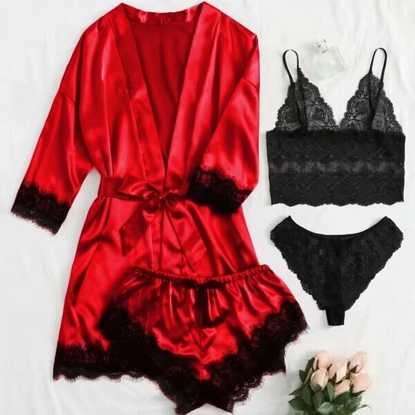 Ensemble satin et dentelle
