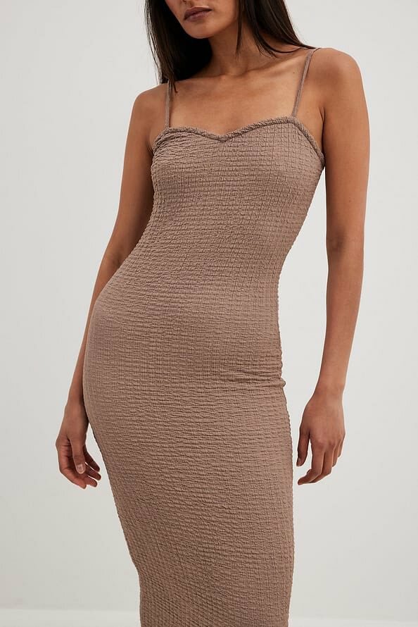 Brown Midi Strap Dress