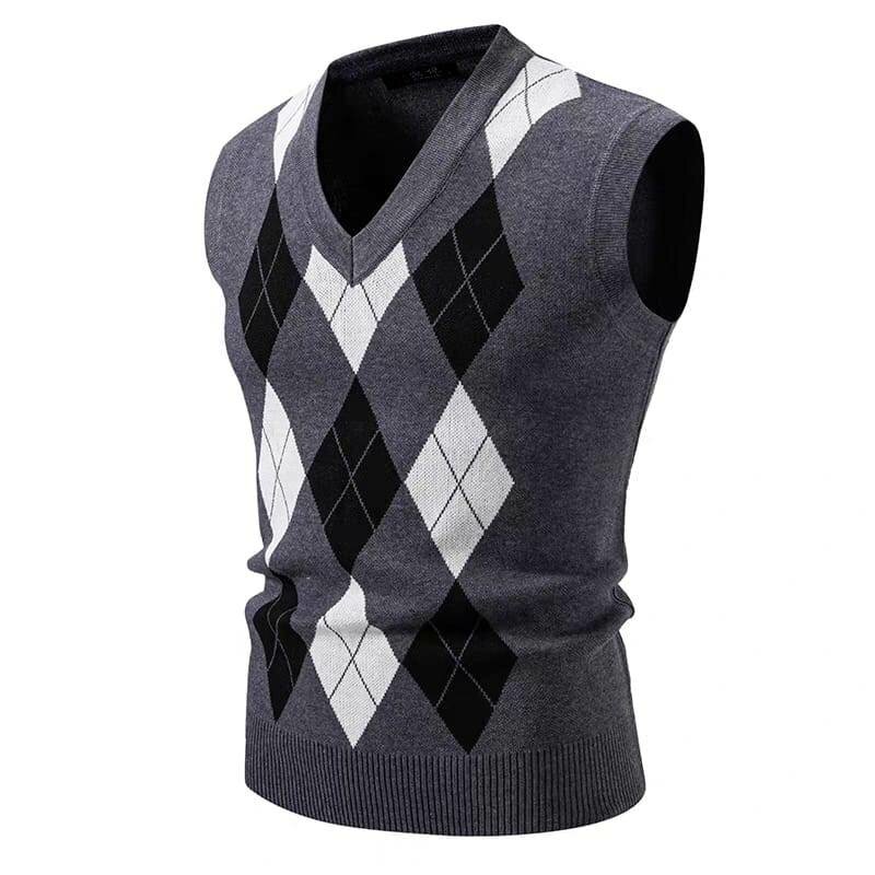 Pull sans manches à losanges