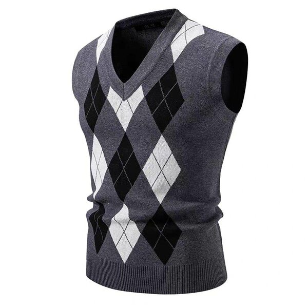 Pull sans manches à losanges