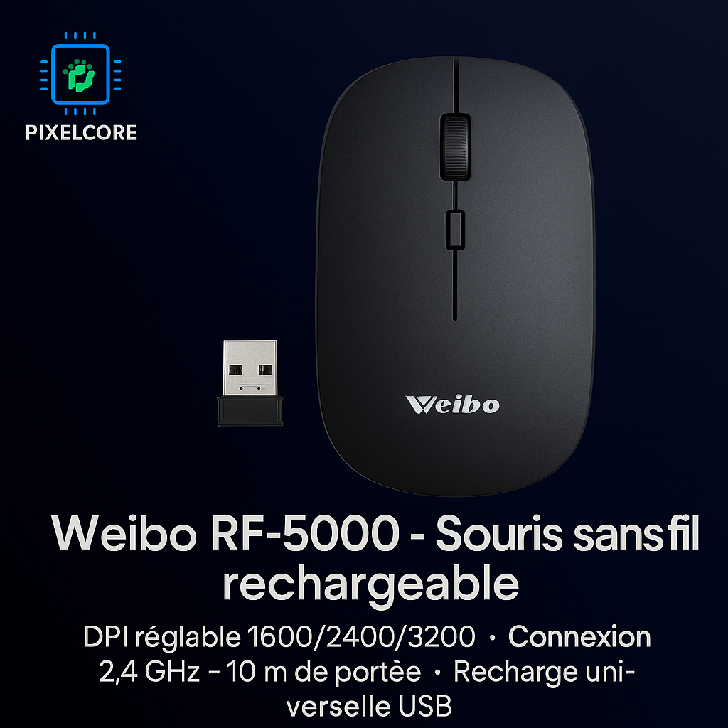 Souris sans fil rechargeable Weibo