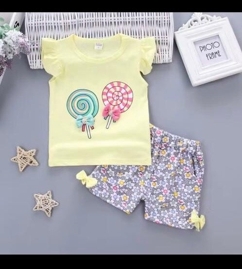 Ensemble été fille imprimé bonbons