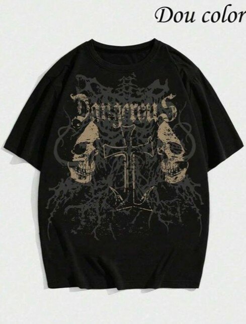 T-shirt noire gothique crâne