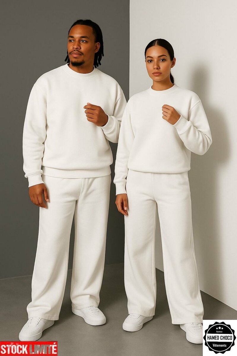Ensemble de survêtement blanc unisexe