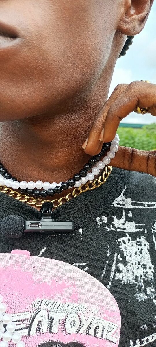 Collier perles noir et blanc