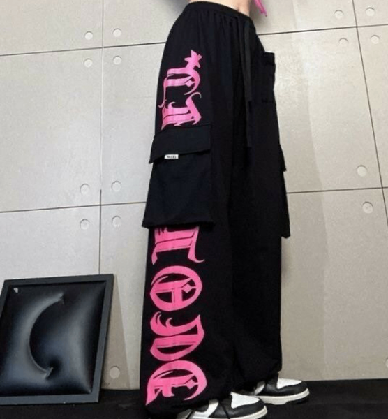 Pantalon large noir streetwear