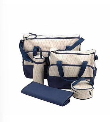 Sac à Langer - 5 Pièces - Bleu Nuit/Beige