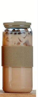 Silicone Lid and Sleeve Borosilicate Glass Beer Can Tumbler with Straw 