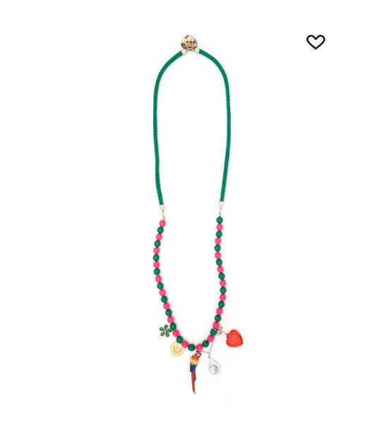 charm-detail beaded necklace