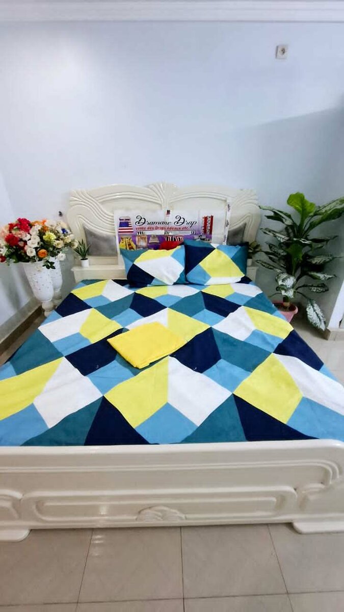 Drap de lit géométrique 3place