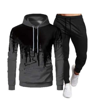 Sweat &agrave; Capuche Gris-Noir 3D