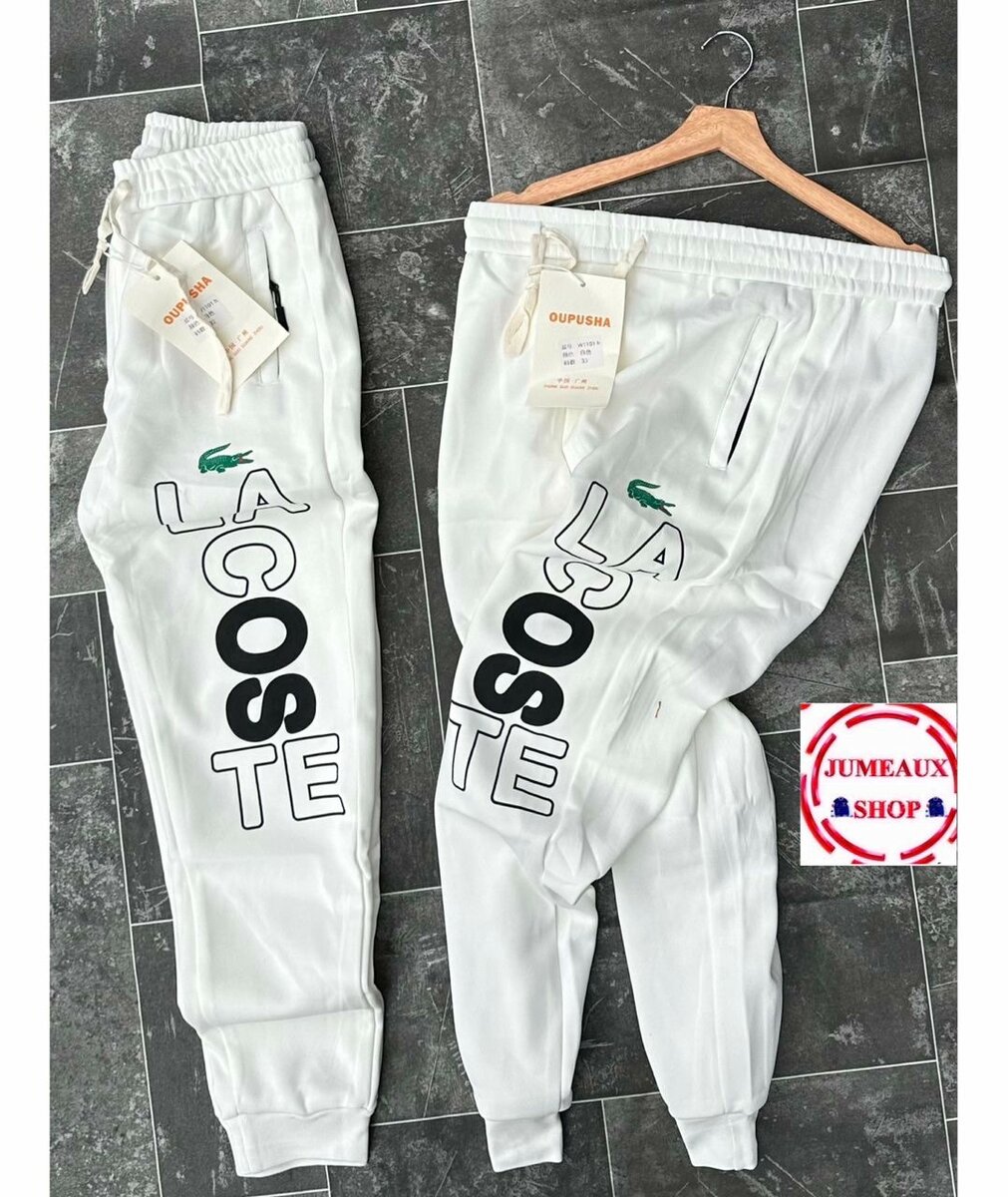 Pantalon de jogging Lacoste blanc