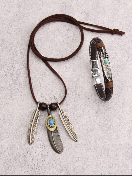 Collier et Bracelet Plumes Bohème
