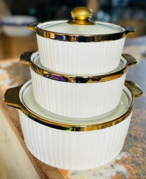 3 set ceramic with glass lid