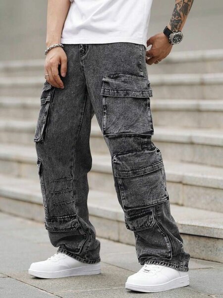 Jean cargo noir homme
