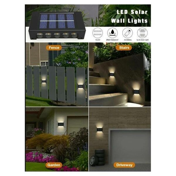 2pcs Applique mural solar LED