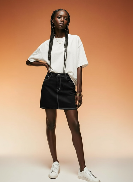 Jupe en denim noire élégante