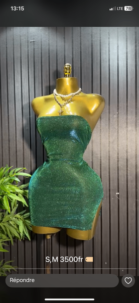 Robe tube scintillante verte