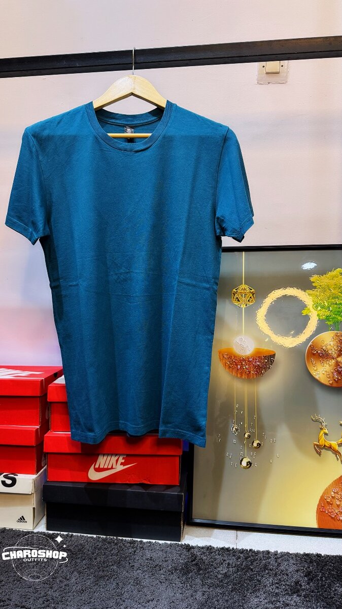 T-shirt bleu classique homme