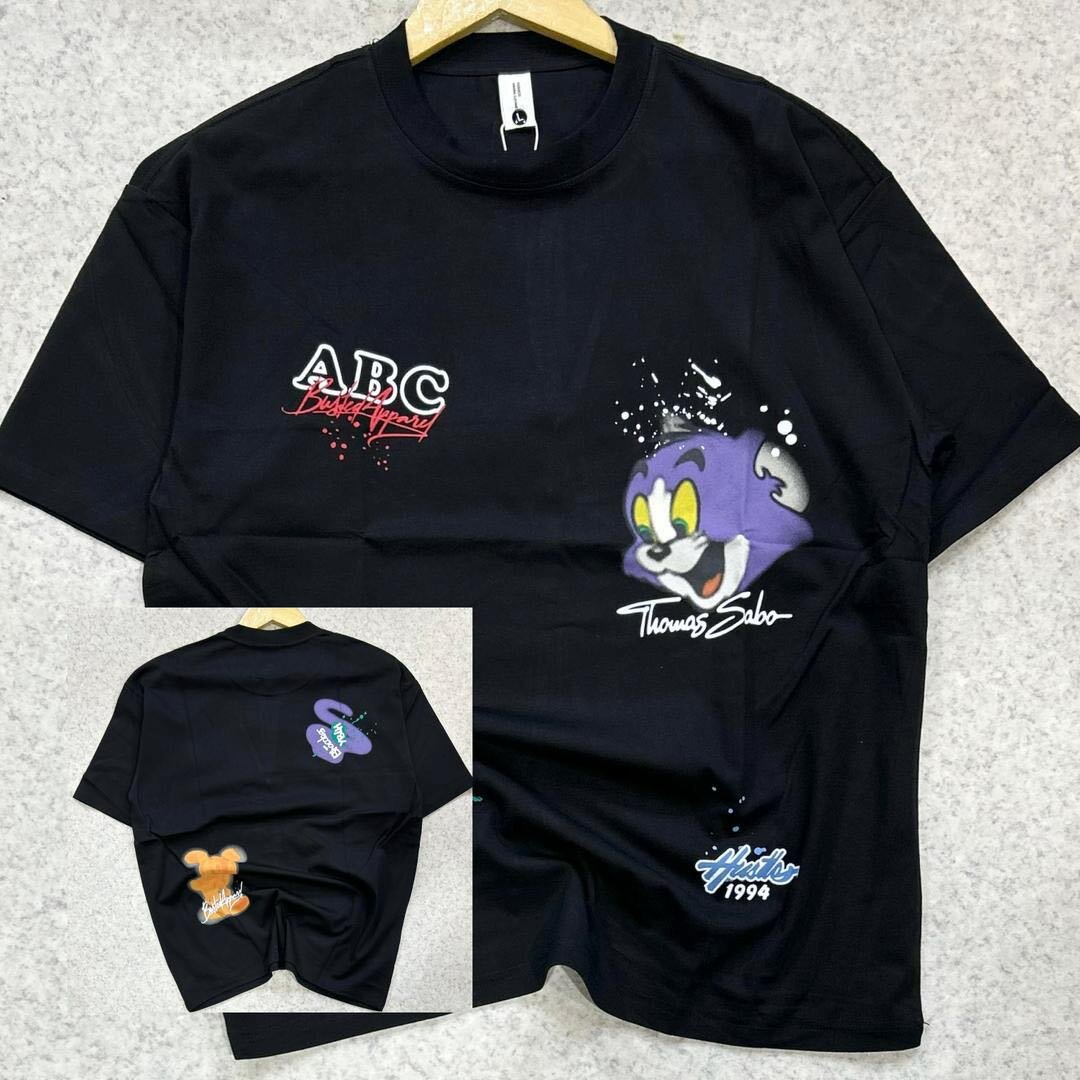 T-shirt noire unisexe imprimée