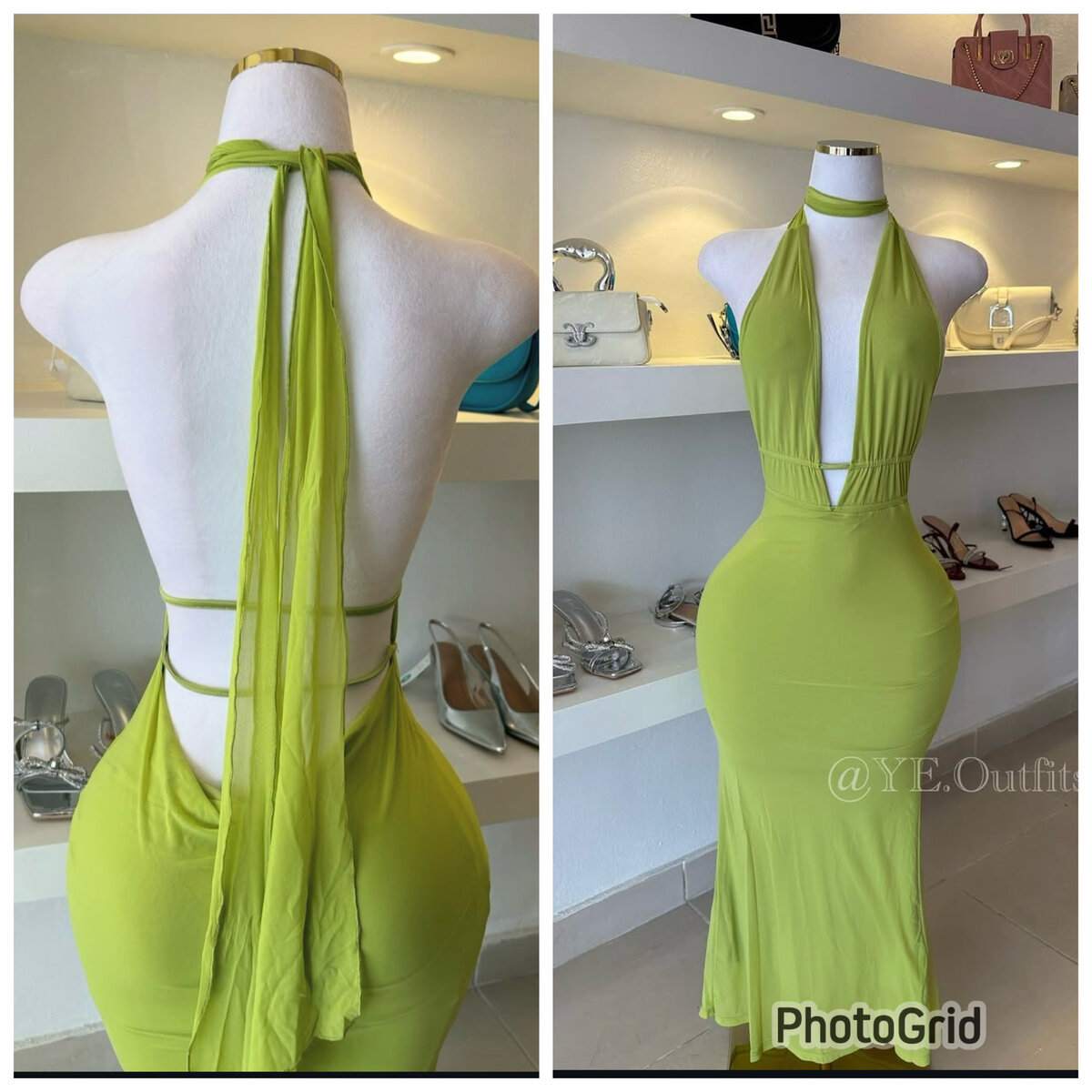 Robe dos nu sexy vert