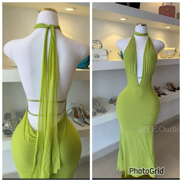 Robe dos nu sexy vert