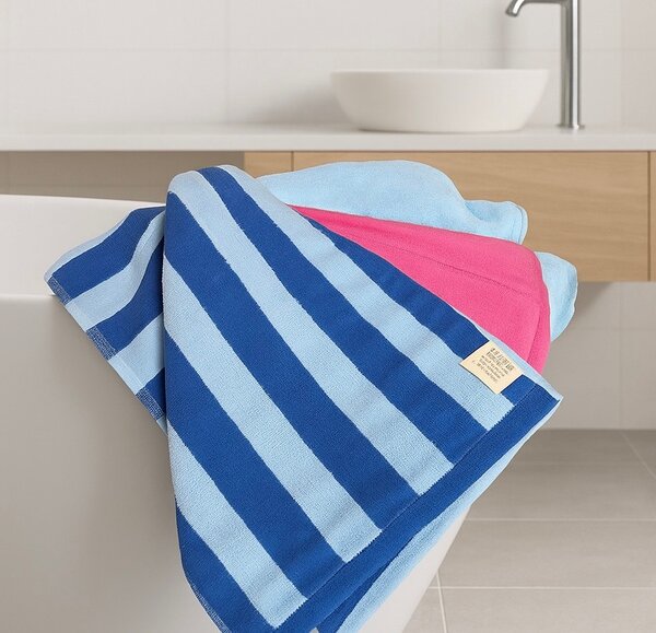 Serviette de bain rayée en coton