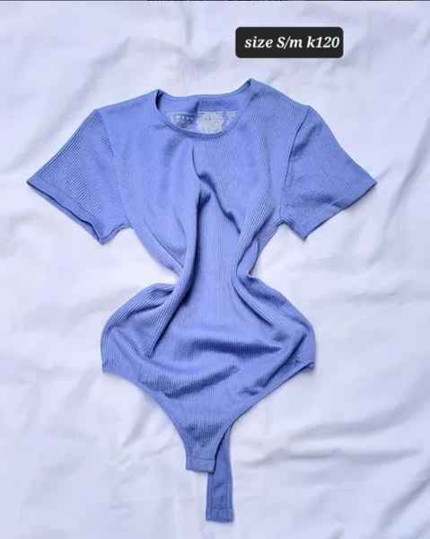 blue bodysuit