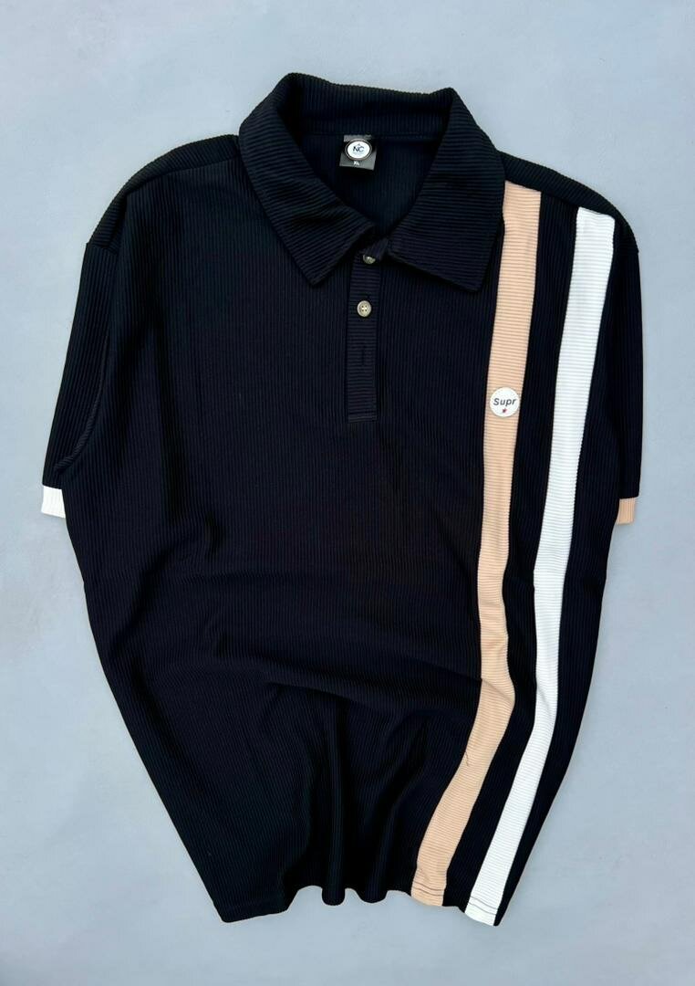 Polo tendance à rayures unisexes