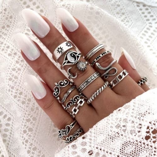 16Bagues bohème vintage argent