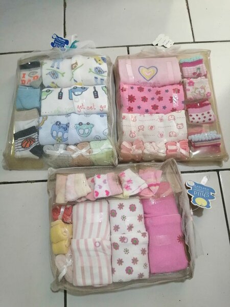 serviettes en 3, drap en coton, grenouillères,sac