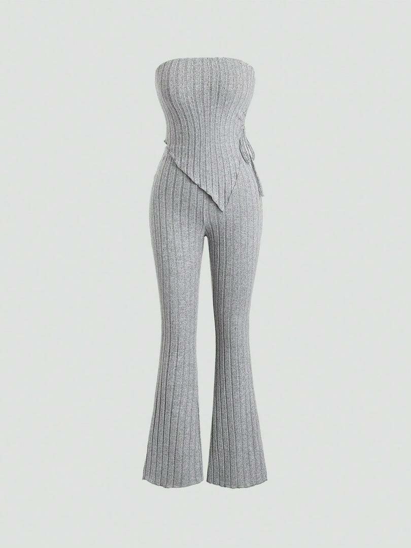 Combinaison Bustier Grise en Tricot