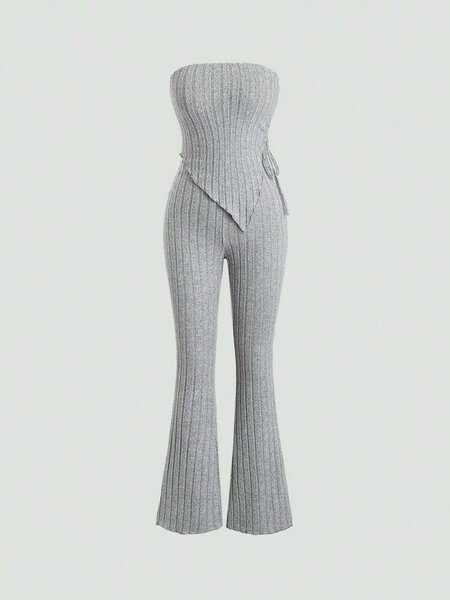 Combinaison Bustier Grise en Tricot
