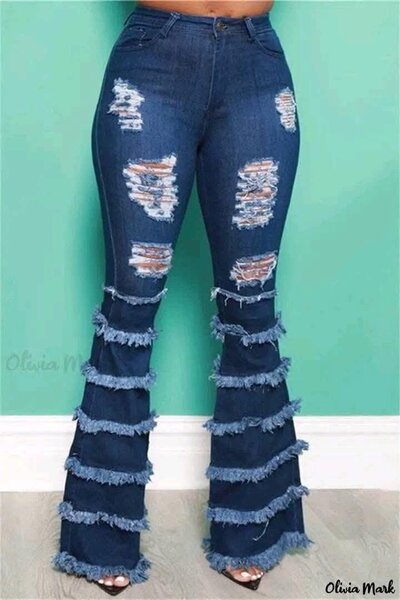 Jeans évasés déchirés femme