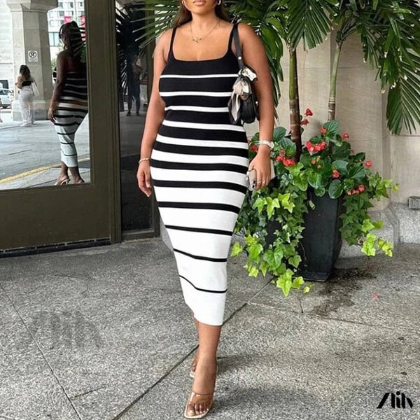 Robe rayée élégante femme