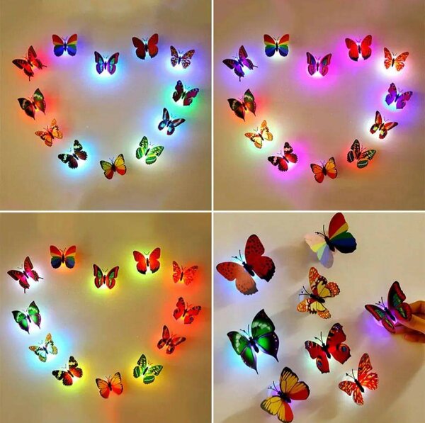 Autocollant mural papillon LED